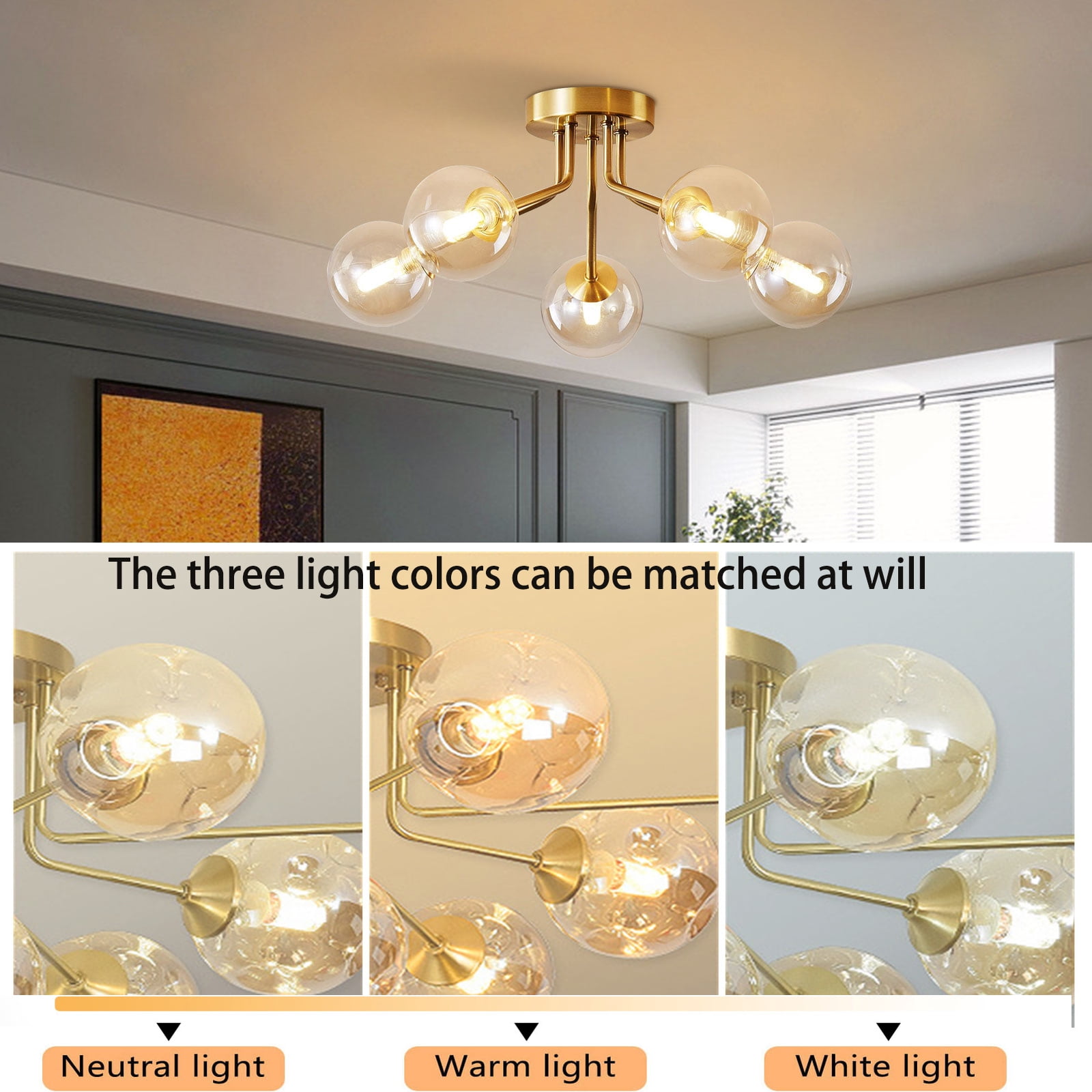 Gold Ceiling Light, Ceiling Light Fixture, Ceiling Lamp For Lighting Children'S Rooms, Living Rooms, Dining Rooms, Studies