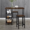 thumbnail image 1 of Dorel Living Cosmo 3-Piece Metal Pub Set With Wood Top, Dark Mahogany, 1 of 2