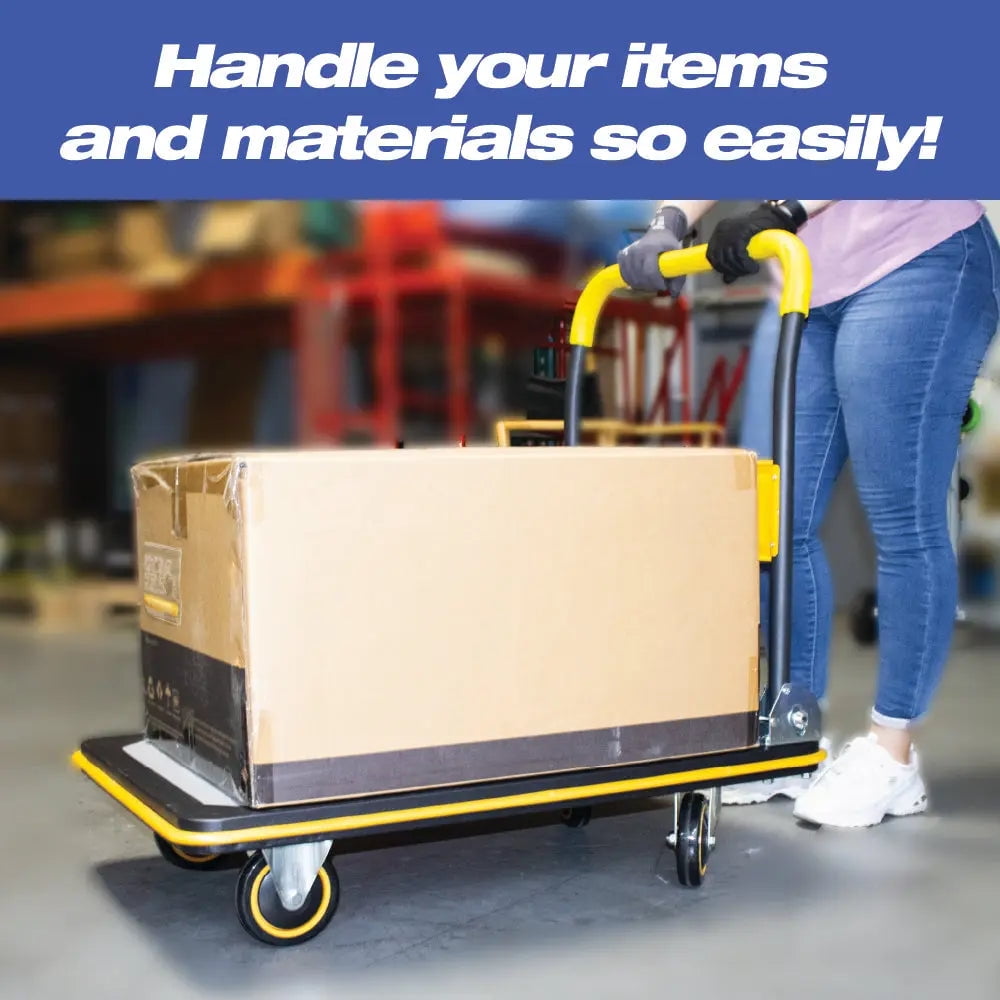 Heavy Duty Push Cart Foldable Dolly, 330 lb Weight Capacity, Moving Platform Hand Truck, Foldable for Easy Storage and 360 Degree Swivel Wheels