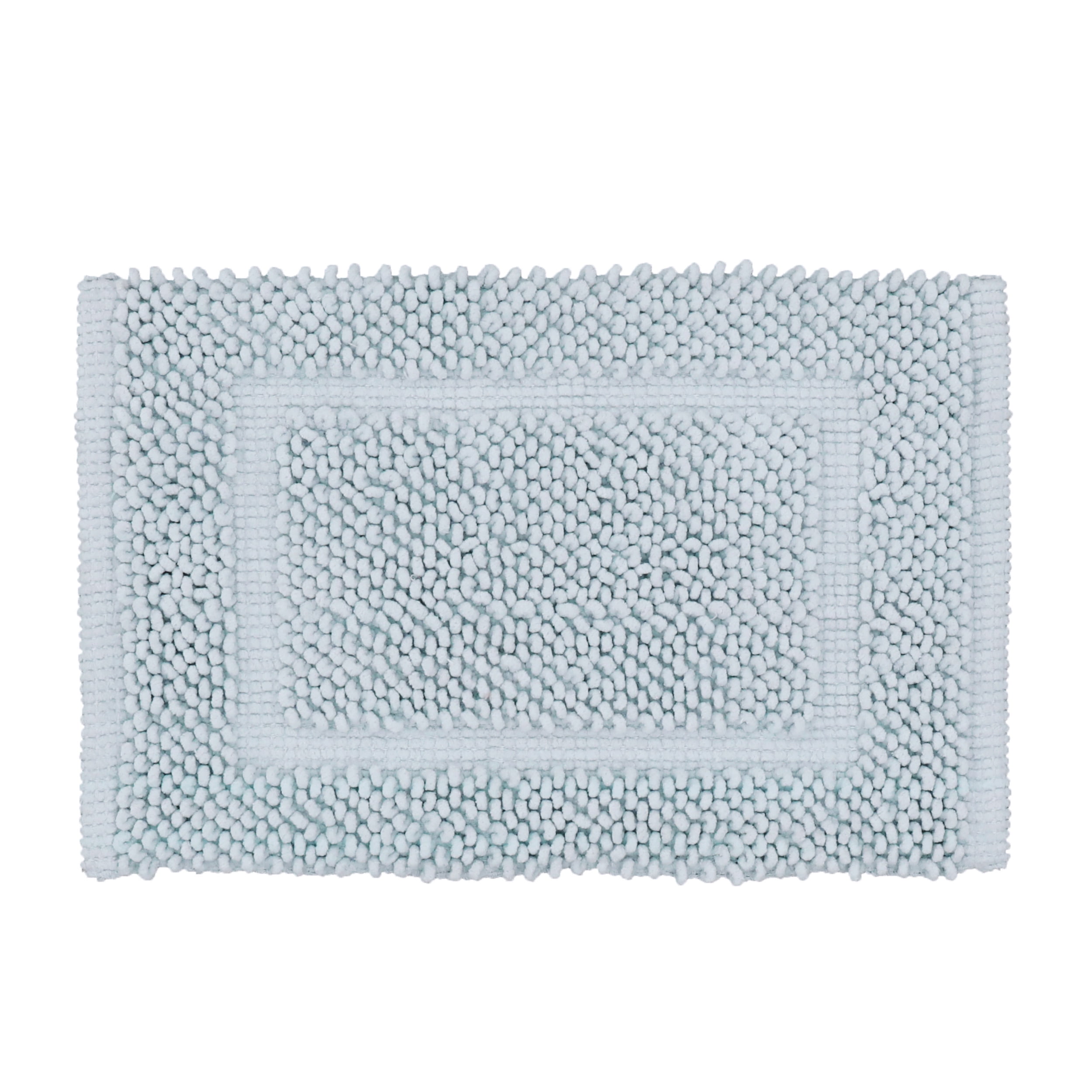 Jean Pierre New York Sophie Border 100% Cotton Bath Mat - Non-Slip Bath Rug - Pale Blue - 17" x 24"