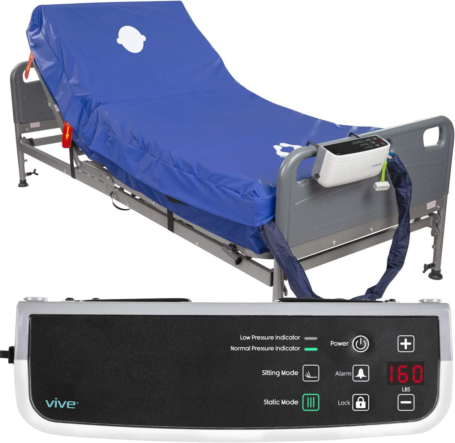 LINGYUAN 8" Alternating Pressure Mattress - Low Air Loss Hospital Replacement Mattress - Medical Bed Topper for Pressure Ulcers and Bed Sores - Variable, Inflatable Pressure Pump System