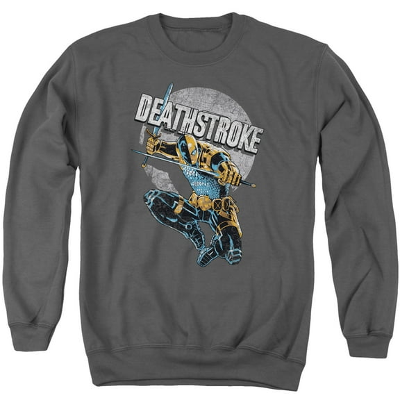 JLA Justice League Deathstroke Retro Adult Crewneck Sweatshirt Charcoal