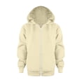 thumbnail image 2 of FINALGANG Teen Girls V Neck Full Zip Up Hooded Jacket With Dual Side Pockets Spring Regular Fit Solid Loose Casual Outerwear Top For Teenagers Czoy Top Beige 3-4 Years, 2 of 4