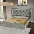 thumbnail image 4 of Merluxy Queen Bed Frame with Led Lights Headboard,Acrylic Mirror Accents,No Box Spring Needed,Velvet Light Grey, 4 of 9