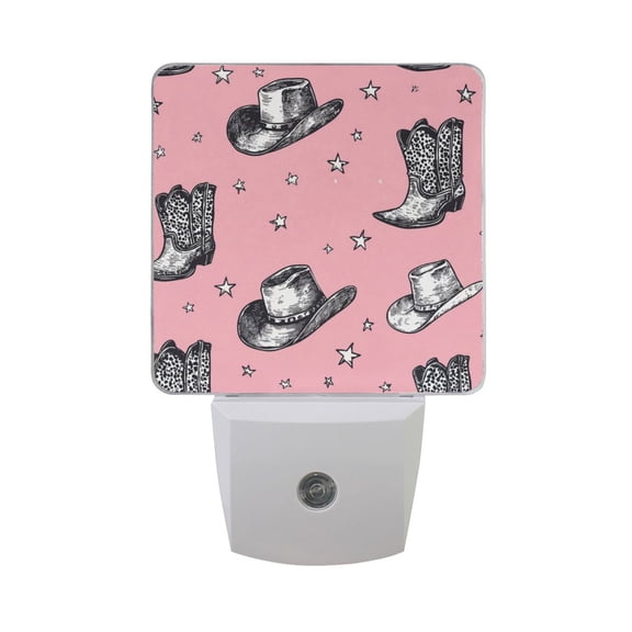 Cowboy Hats Boots Stars LED Night Light with Smart Sensor Plug Into Wall Dusk to Dawn 2 packs