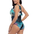 thumbnail image 4 of Sikiie Artistic Moon Valley Wolf Print Women One Piece Swimsuits Tummy Control One Shoulder Bathing Suits Ruffle Swimwear, From S to XXL-Small, 4 of 6