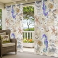 thumbnail image 5 of Summer Ocean Outdoor Curtains for Patio Waterproof, Seahorse Seashell Starfish Vintage Sailing Boat Grommet Curtains for Porch Outside Privacy Drape for Gazebo Garden Pergola, 1 Panel, 54x84in, 5 of 9