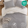 thumbnail image 4 of JERFIT King Size Cable Knit Chenille Bedding Set, 3-Piece Comforter Set with Sherpa Back, Ultra Soft Thermal Blanket, Gray Bedspread for All Season, 4 of 10