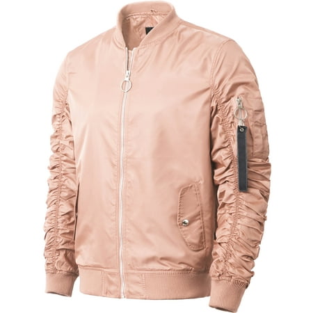 ruched bomber windbreaker lightweight nylon waterproof jacket mens dialog displays option button additional opens zoom