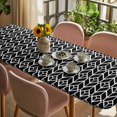 thumbnail image 3 of Geometric Table Cloths for 8 Foot Rectangle Tables, Modern Abstract Lines Texture Black Patio Waterproof Elastic Fitted Tablecloths, Washable Rectangular Table Cover for Camping, 3 of 8
