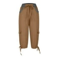 thumbnail image 5 of Qeaghou Womens Cargo Capris Summer Casual Drawstring Low Waisted Hiking Jogger Pants Lightweight Quick Dry Capri Pants S-3xl, 5 of 7