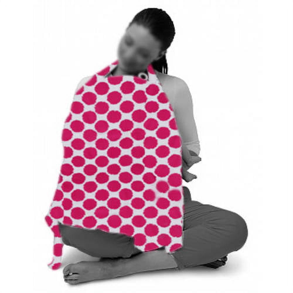 Bacati Ikat Bright Pink Dots 100 Percent Cotton Breathable Muslin Breastfeeding/Nursing Privacy Cover