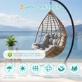 thumbnail image 3 of TOPCHANCES Egg Chair Cushion Only, Water-Resistant Outdoor Rocking Chair Cushion, Thick Papasan Seat Cushion with Ties for Patio, Porch, Balcony, Garden (Light Gray), 3 of 9
