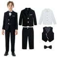 thumbnail image 2 of ZACPNCV Boy's Slim Fit Formal Suits 5 Piece Outfit for Ring Bearers Kids Dress Toddler Boy Tuxedo Homecoming Suits for Boys Black 11-12 Years, 2 of 9