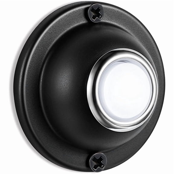 Door Bell Button, Metal Round Doorbell Button Wired Lighted Up LED Door Buttons Replacement Solid Iron Doorbell