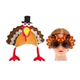 thumbnail image 1 of 2 piezas de Día de Acción de Gracias y gafas con forma de pavo y gafas para carnaval, fiesta, festival, disfraz, sombrero y gafas, tocado de pavo de peluche, 1 of 7