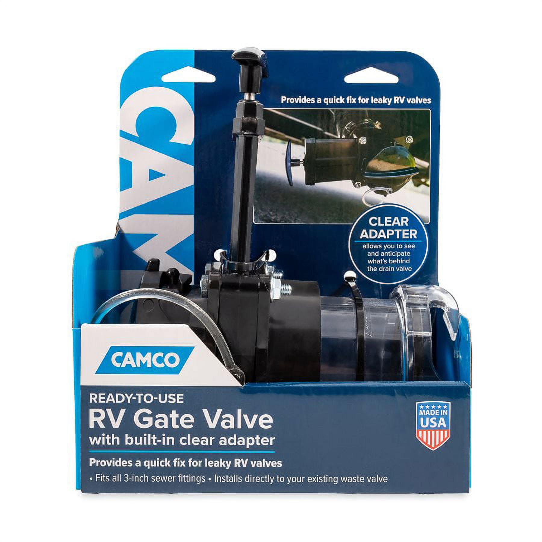 (2 pack) Camco RV Gate Valve - 4 Bayonet Prongs, Black and Clear (39050)