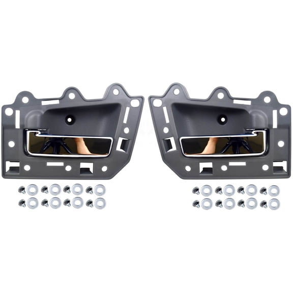 PT Auto Warehouse CH-2815MG-DP - Inner Interior Inside Door Handle, Gray Housing with Chrome Lever - Left/Right Pair Fits select: 2005-2010 JEEP GRAND CHEROKEE