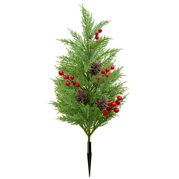 CuiLiyq Artificial Pine Needles Xmas Tree Stake, Christmas Tree with Spike for Outdoor, Faux Pine Shrubs Plants for Front Door Porch Home Office Decor