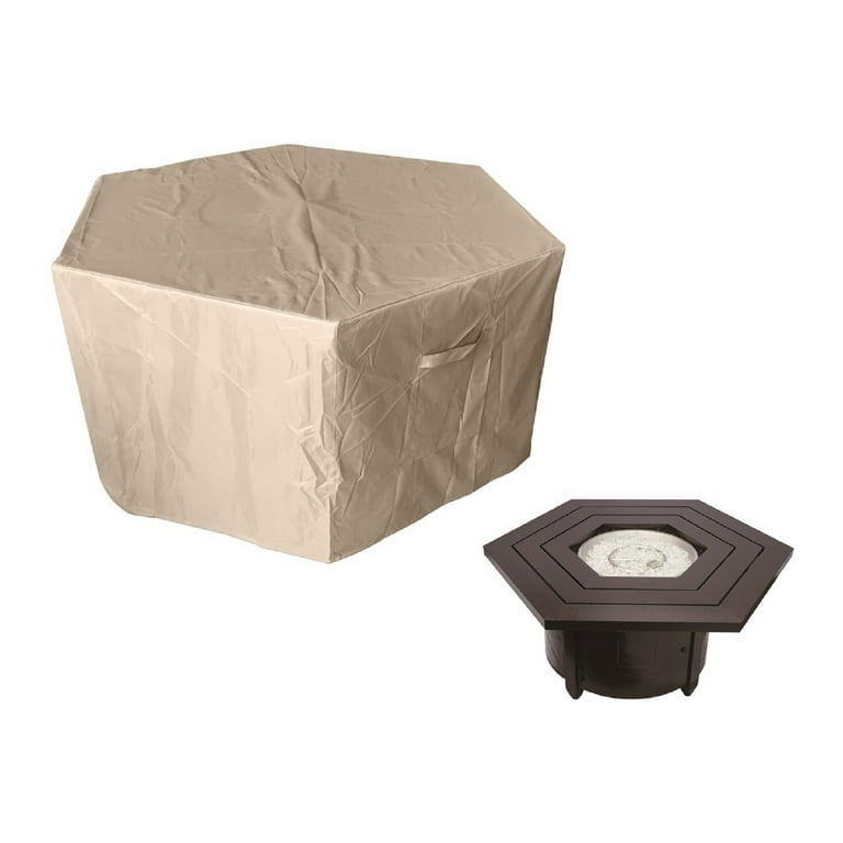 Hiland Heavy-Duty Hexagon Firepit Cover, Camel Hiland Heavy-Duty Hexagon Firepit Cover, Camel