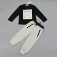thumbnail image 4 of XBASW 2PCS Boys Sweatsuit Set for Kids Toddler Boys Letter Printing Sweatshirt + Jogger Sweatpants Spring Fall Tracksuit Outfit 3-7T, 4 of 7