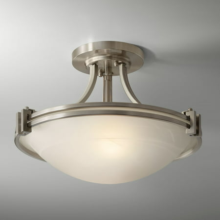 Possini Euro Design Art Deco Ceiling Light Semi Flush Mount Fixture Brushed Nickel 16