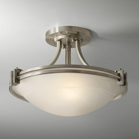 Brushed Steel Ceiling Flush - Possini Euro Design Art Deco Ceiling Light Semi Flush Mount Fixture Brushed Nickel 16