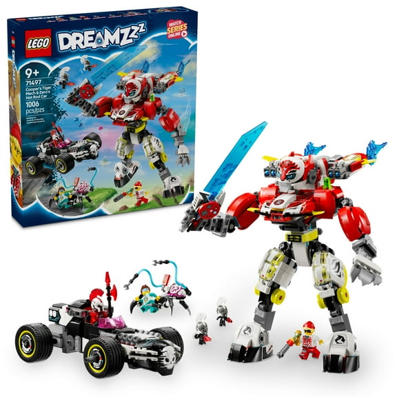 LEGO DREAMZzz Cooper's Tiger Mech & Zero's Hot Rod Car Toy - Building Robot Toy for Kids, Boys and Girls, Ages 9  - Building Kit for Pretend Play - Gift Idea for Birthdays - 71497