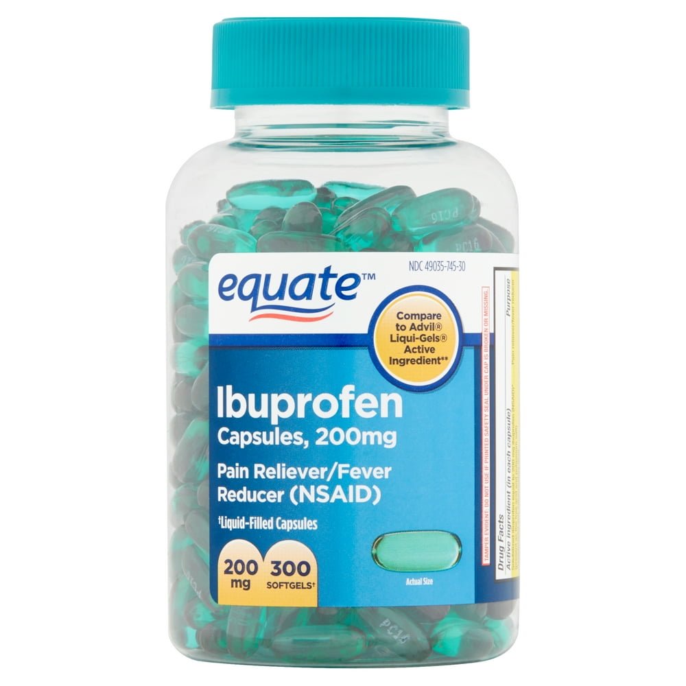Equate Ibuprofen Capsules, 200 mg, 300 count