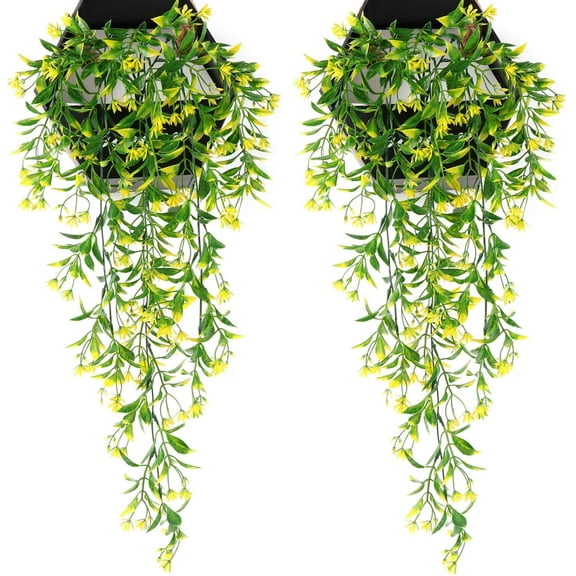 Artificial Vine with Flowers, for Christmas Plastic Hanging Ivy Plants Fake Vines Grass Garland Home Garden Outdoor Window Box Indoor Party UV Resistant Wedding DIY Wall Decor Decoration Purple 4 Pack