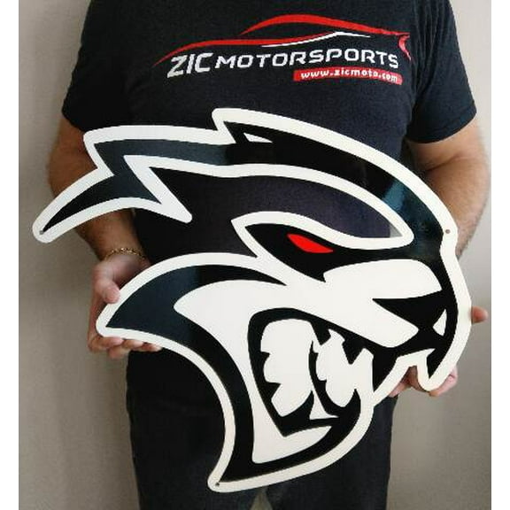 Dodge Hellcat Red Eye Steel Sign - Black