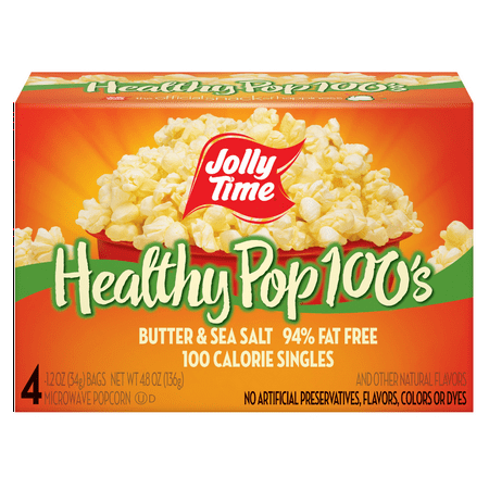 Jolly Time 100 Calorie Healthy Pop Butter Microwave Popcorn, 1.2 oz, 10 Ct Mini Bags