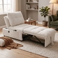 thumbnail image 2 of Handrail-free single sofa bed, made of soft teddy velvet fabric, suitable for small living rooms or study rooms, in white, 2 of 7