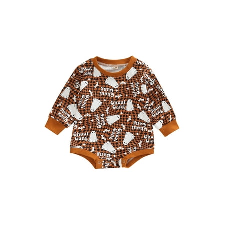 

SUNSIOM Infant Baby Girls Boys Halloween Outfit Ghost Sweatshirt Romper Onesie Oversized Pullover Top Autumn Clothes