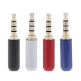 thumbnail image 1 of Conector de sonido de 4x 3,5 Mm Adaptador de Auriculares Chapado en 4 Polos para Auriculares Estéreo DIY para Reparación de Auriculares CUTICAT Enchufe macho de 4 polos y 3, 1 of 8