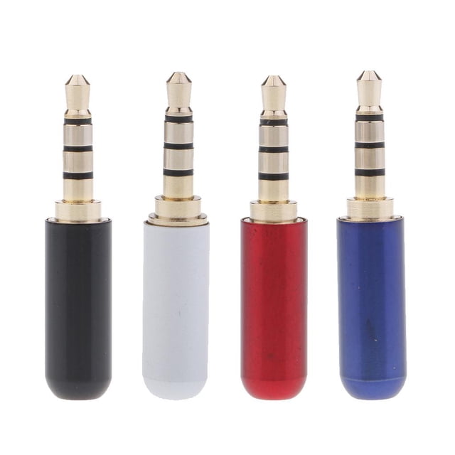 Conector de sonido de 4x 3,5 Mm Adaptador de Auriculares Chapado en 4 Polos para Auriculares Estéreo DIY para Reparación de Auriculares CUTICAT Enchufe macho de 4 polos y 3