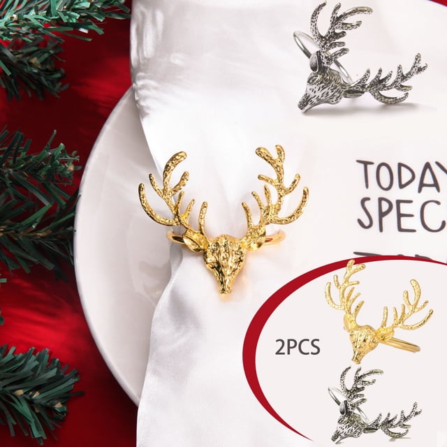 Christmas Elks Napkin Clasp, Restaurant Metal Ring, Durable Steel Construction, Elegant Elk Design, For Holiday Dining, Table Setting Decor, Kitchen Tableware Accessory, Stainless Steel Finish
