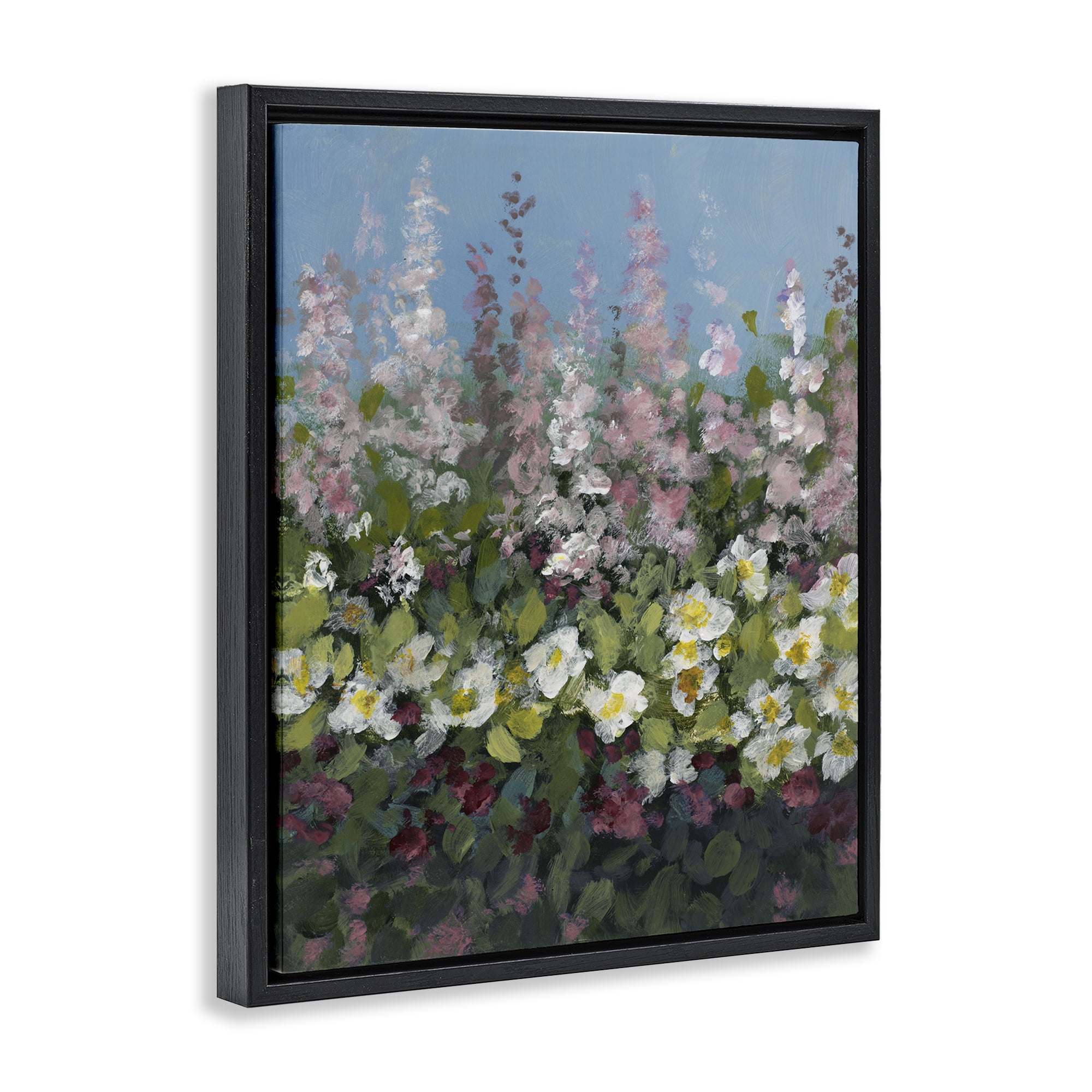Stupell Industries Garden Glory Purple Flowers Floral & Botanical Painting Black Floater Framed Canvas Art Print Wall Art, 17 x 21