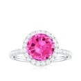 thumbnail image 4 of Rosec Jewels Lab Grown Pink Sapphire Ring with Diamond Halo for Women - AAAA Grade, 10K White Gold, US 10.00, 4 of 9