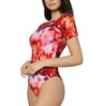 thumbnail image 3 of Picia Autumn Maple Leaves Womens One Piece Swimsuits Modest Tummy Control Bathing Suits Lace Up Slimming Swim Suit-Large, 3 of 9