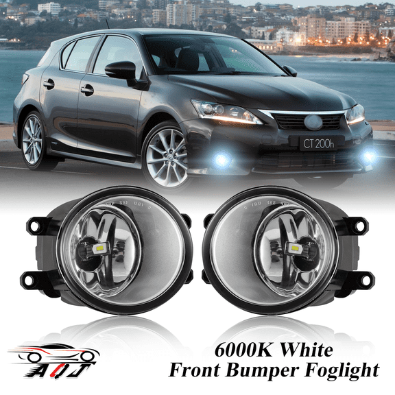 Pair Front Fog Lights Kit for Lexus Ct200h 2011-2017, 6000K White Off-Road Lamps Black Front Bumper LED Foglights
