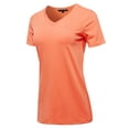 thumbnail image 2 of A2Y Women's Basic Solid Premium Cotton Short Sleeve V-neck T Shirt Tee Tops Deep Coral M, 2 of 6