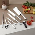 thumbnail image 5 of REDUSK 9 Piece Stainless Steel Kitchen Knife Set with Sharpener, Premium Knife Block Set with 360° Rotating Base , Anti-Slip Ergonomic Handle, Dishwasher Safe, Sliver, 5 of 13