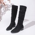 thumbnail image 5 of Mepaouo Womens Knee High Boots Suede Stack Slouchy Walking Riding Work Long Boots for Women(Black,6), 5 of 7