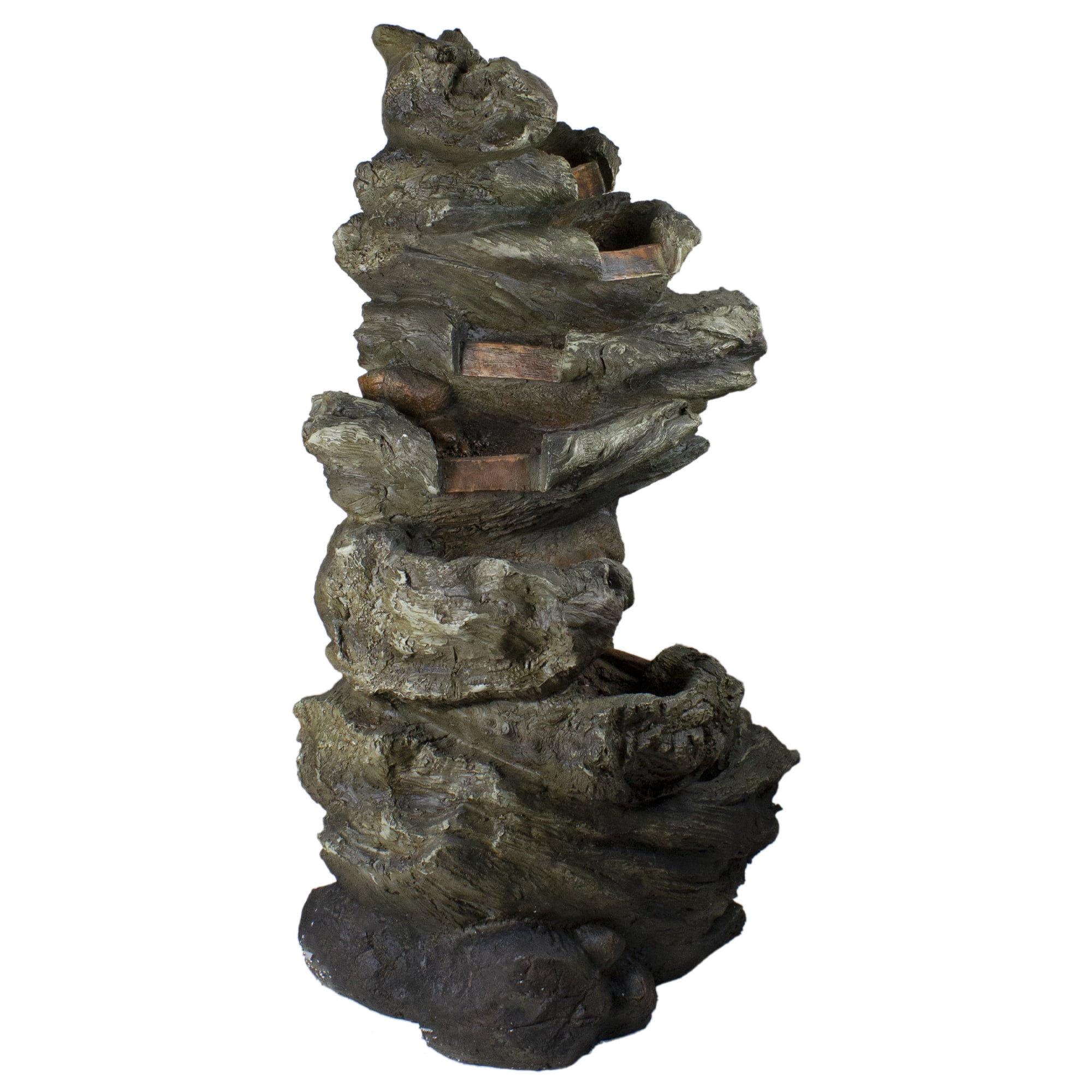 Northlight 42" Gray Lighted Rock Outdoor Garden Water Fountain