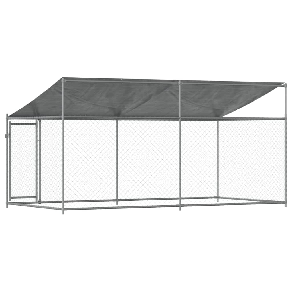 vidaXL Dog Cage with Roof and Door Gray 13.1'x6.6'x6.6' Galvanized Steel