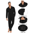 thumbnail image 3 of MAYFISH Men's 100% Cotton Pajamas Sets Pajamas for Men Long Sleeve Sleepwear Set with Pockets and Button Down S-XL(Black L), 3 of 5