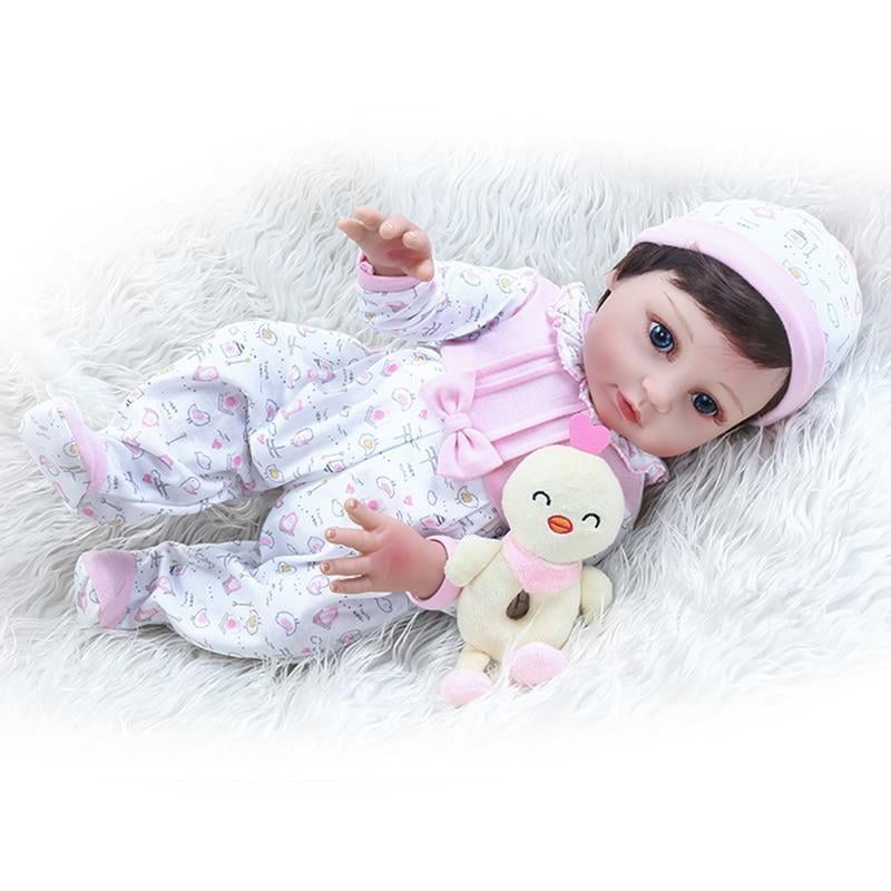 Poupée Reborn Fille 50cm - Bébé Réaliste Corps Vinyle - Peau Foncée Yeux Bruns