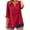 Red, variant on Women's Cotton Linen 3/4 Sleeve V Neck Lace Blouse Loose Fit Casual