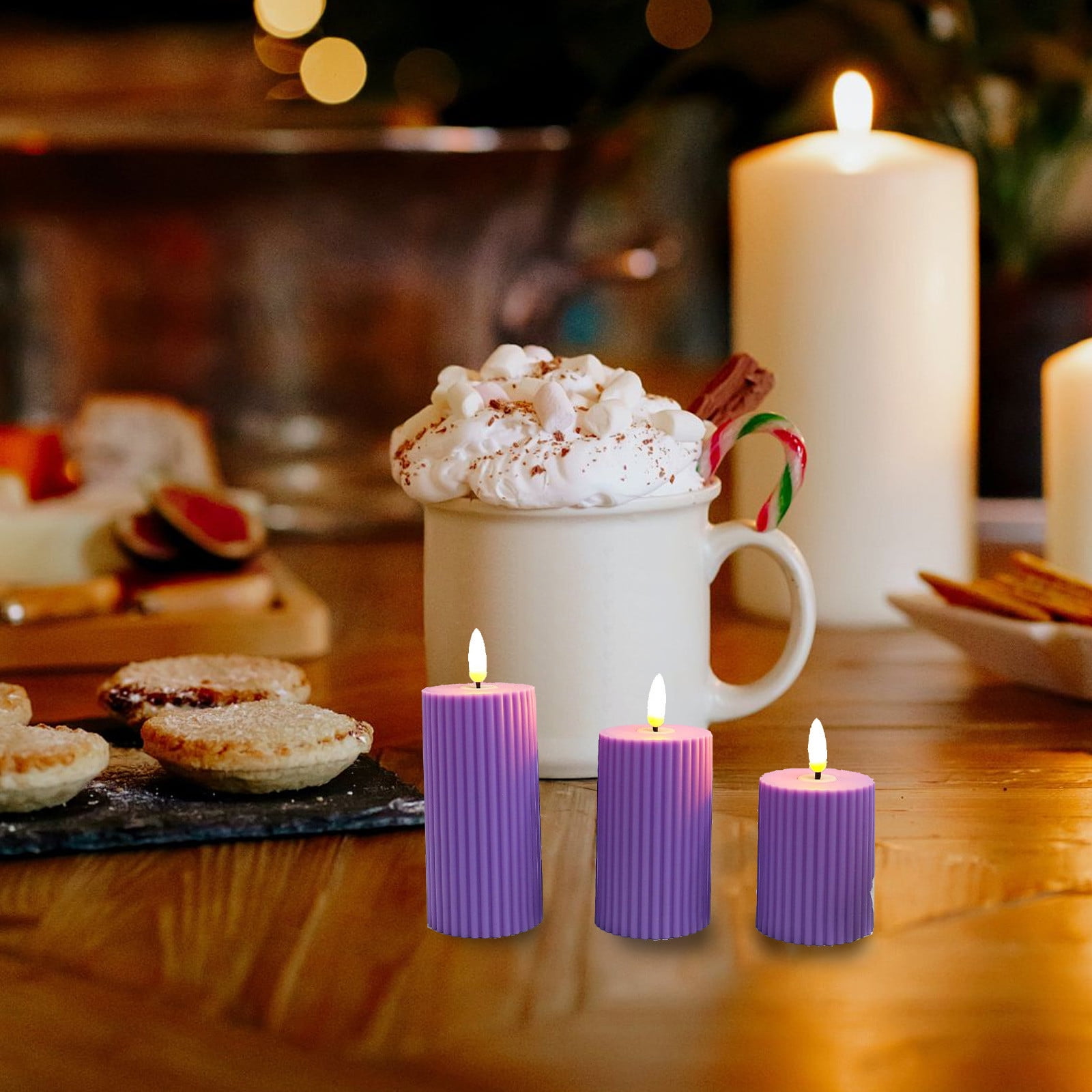 EQWLJWE Christmas Flameless Candles,Christmas Decorations Candles